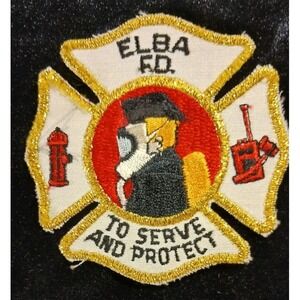 Elba Fire Department Embroidered Sew On Patch To serve and Protect Fire Fighter
